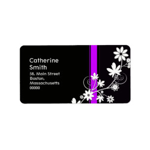 Black and Purple Daisy Address Labels