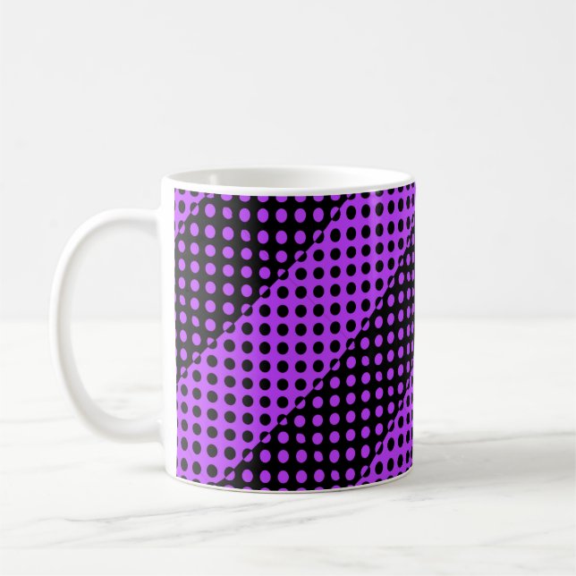 Black and purple dots pattern coffee mug (Left)
