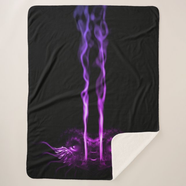Black and Purple Dragon Smoke Sherpa Blanket (Front)