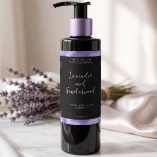 Black and purple faux foil cosmetics bottle label