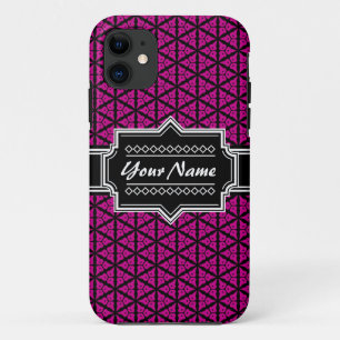 Black and Purple Floral Trellis Pattern Custom iPhone 11 Case