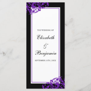 Black and Purple Flourish Swirls Wedding Program