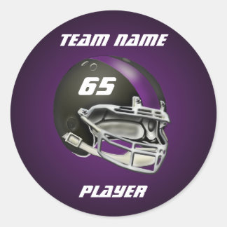 Black and Purple Football Helmet Classic Round Sticker