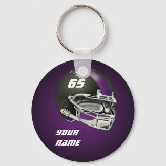 Black and Purple Football Helmet Key Ring