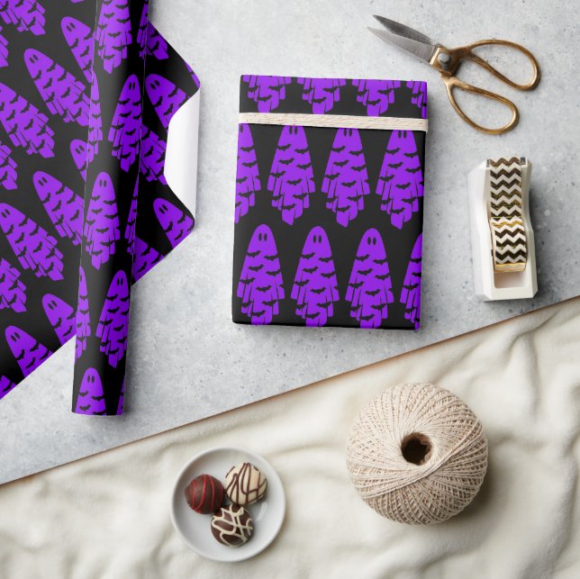 Black and Purple Ghost Wrapping Paper (Crafts)