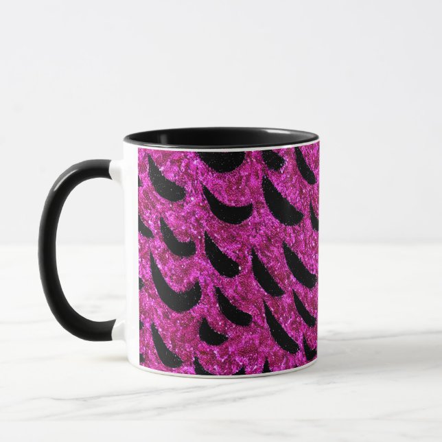 Black and Purple Glitter Animal Print Pattern Mug (Left)