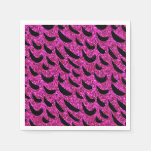 Black and Purple Glitter Animal Print Pattern Napkin
