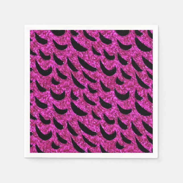 Black and Purple Glitter Animal Print Pattern Napkin (Front)
