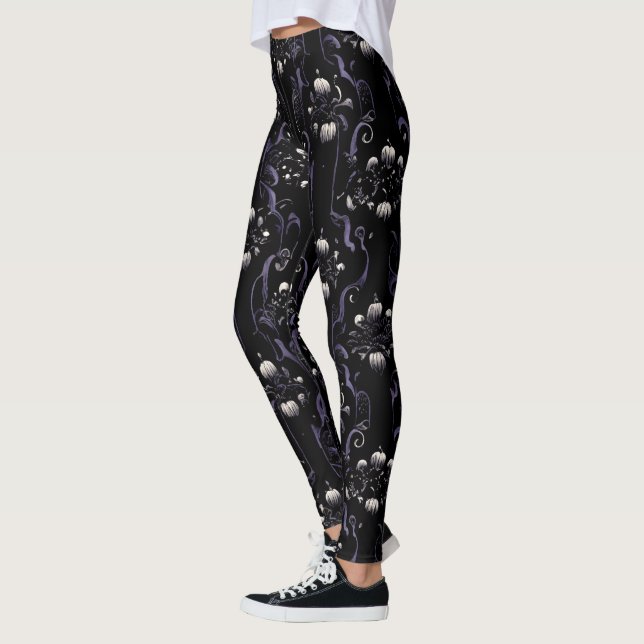 Black and Purple Gothic Pattern #5 | Leggings (Left)