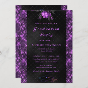 Black and Purple Graduation Invitation Template
