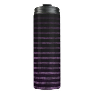 Black and Purple Grunge Ombre Stripes Thermal Tumbler