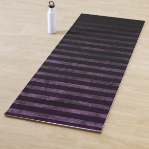 Black and Purple Grunge Ombre Stripes Yoga Mat