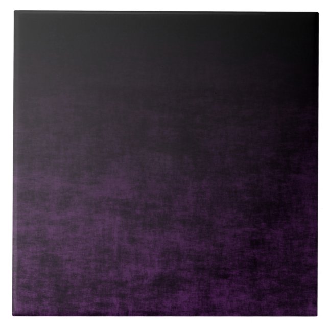 Black and Purple Grunge Ombre Texture Ceramic Tile (Front)