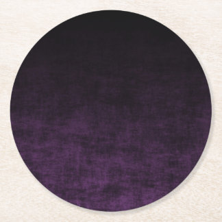 Black and Purple Grunge Ombre Texture Round Paper Coaster