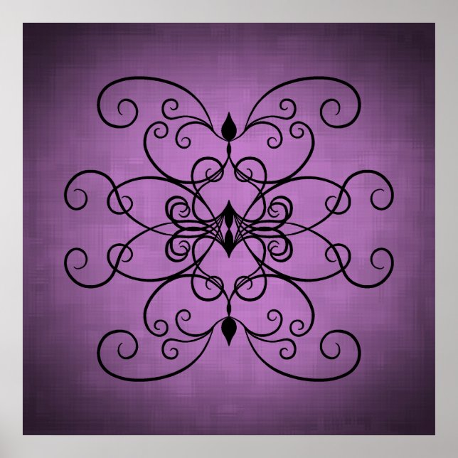Black and purple hearts and swirls poster (Front)