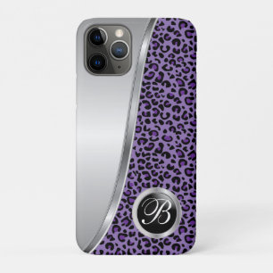 Black and Purple Leopard Print   Monogram iPhone 11 Pro Case