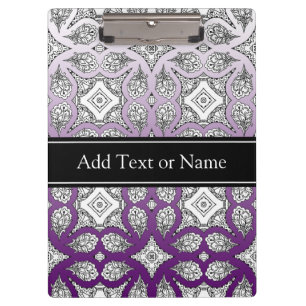 Black and Purple  Mandala Zen  Personalised Clipboard