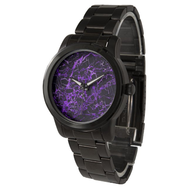 Black and Purple Marble, Watch (Angled)