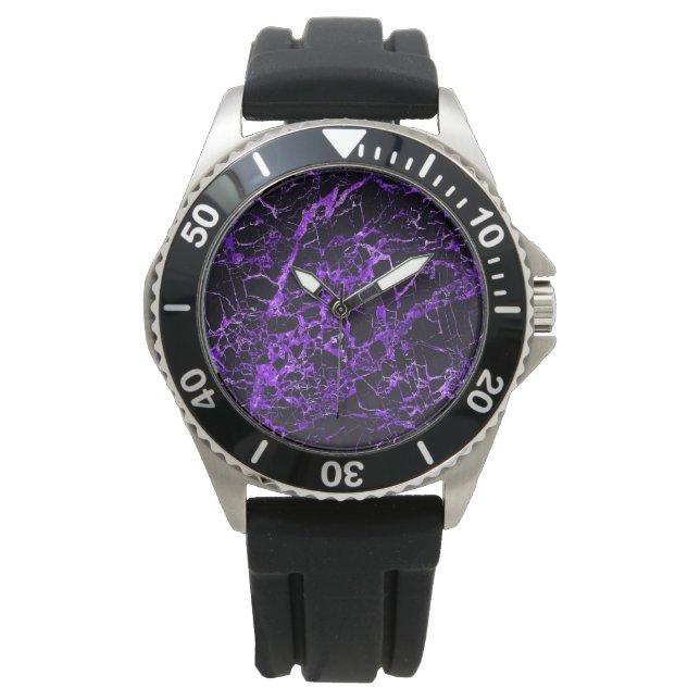 Black and Purple Marble, Watch (Front)