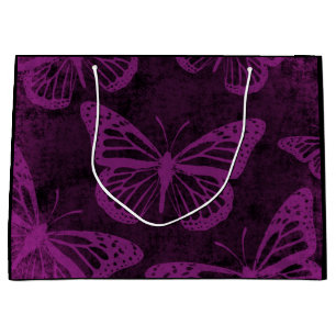 Black and Purple Monarch Butterfly Line Art Large Gift Bag