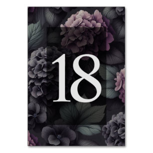 Black and Purple Moody Floral Table Number