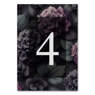 Black and Purple Moody Floral Table Number
