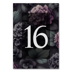 Black and Purple Moody Floral Table Number