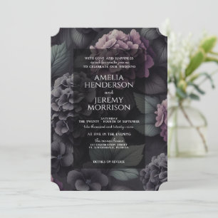 Black and Purple Moody Floral with QR Invitation