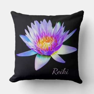 Black and Purple Reiki Lotus Flower Cushion