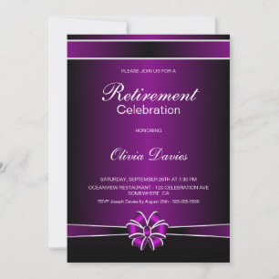 Black and Purple Retirement Party Celebration Invitation
