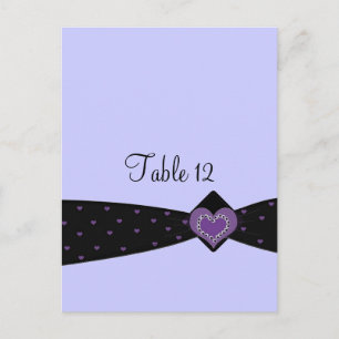 Black  and Purple Ribbon Table Seating Card