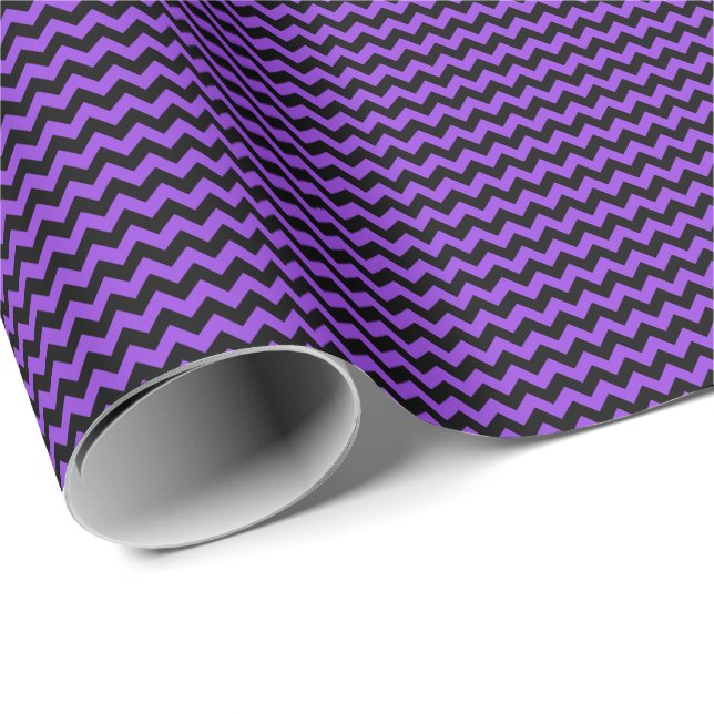 Black and Purple Small Chevron Wrapping Paper (Roll Corner)