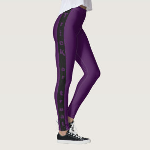 Black and Purple Spooky Trick or Treat Halloween Leggings