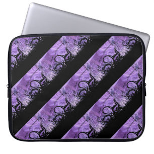 Black and Purple Striped Pattern Laptop Sleeve