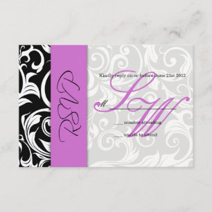 Black and Purple Swirl Wedding RSVP Card