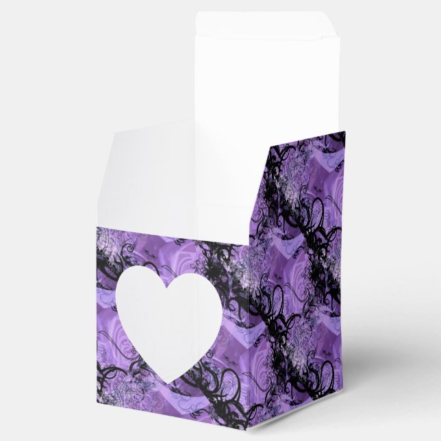 Black and Purple Tiled Pattern Heart Favour Box (Opened)