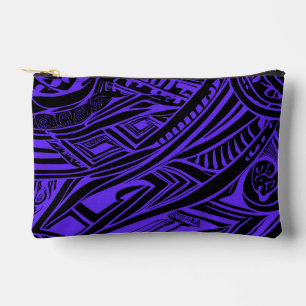 Black And Purple Tribal Abstract Accessory Pouch