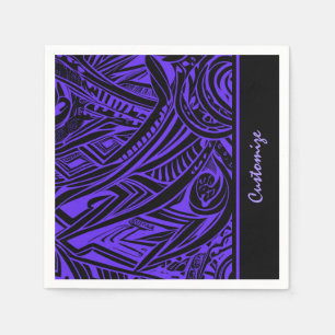 Black And Purple Tribal Abstract Napkin