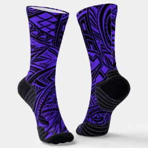 Black And Purple Tribal Abstract Socks