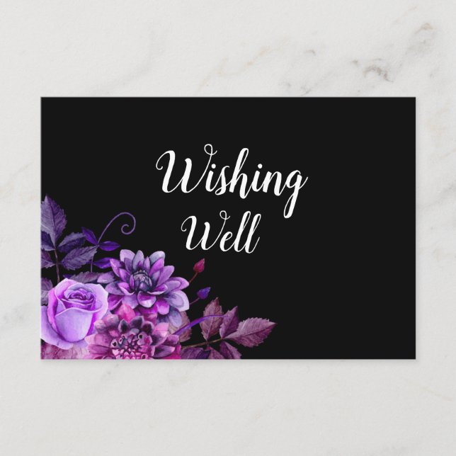Black and purple wishing well. Wedding insert card (Front)