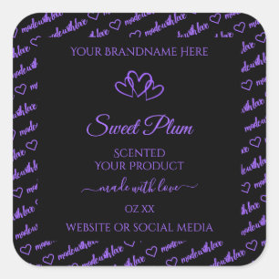 Black and Purple Words Cloud Product Labels Hearts