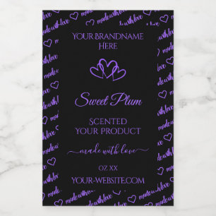 Black and Purple Words Cloud Product Labels Hearts