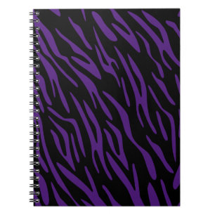 Black and Purple Zebra Stripe Spiral Notebook
