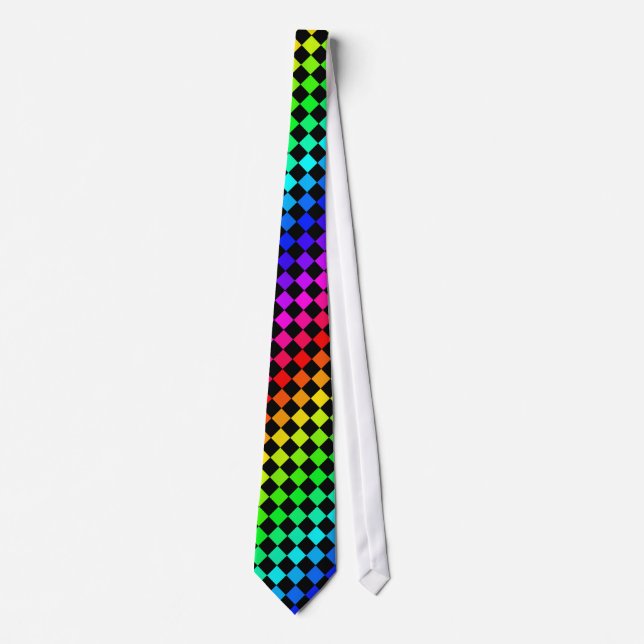 Black and Rainbow Diamonds Tie (Front)