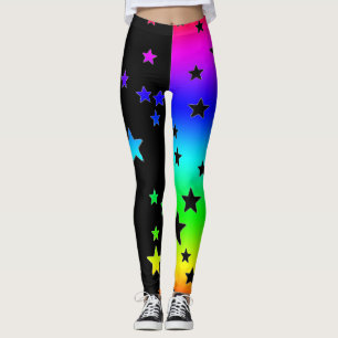 Black And Rainbow Star Leggings
