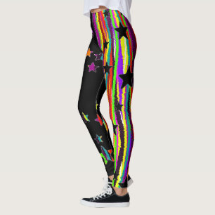 Black And Rainbow Star Leggings