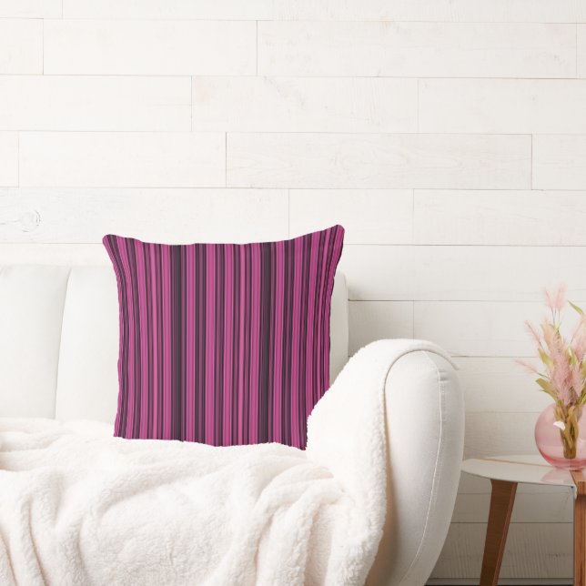 Black and Raspberry Coloured Stripe Cushion (Couch)