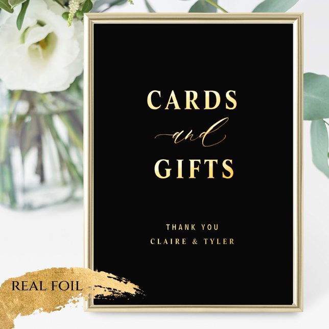 Black and Real Foil Cards and Gifts Wedding Sign (Creator Uploaded)