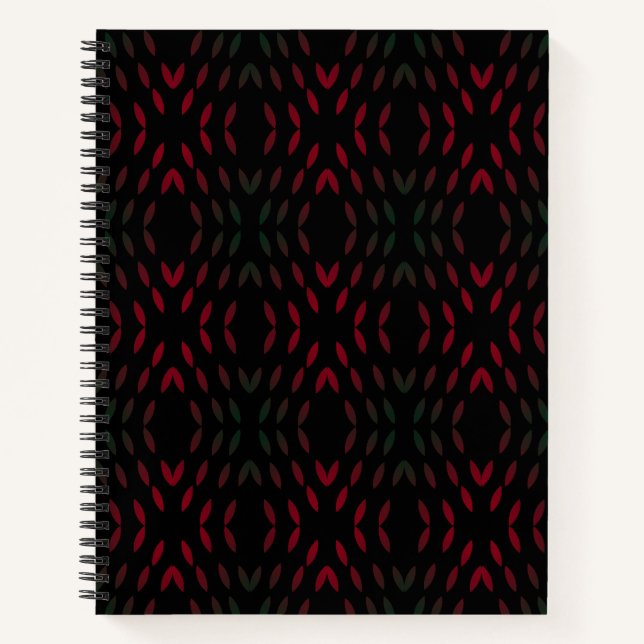 Black and red Abstract Dot Pattern Notebook (Front)