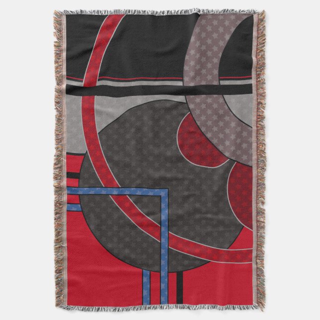 Black and red, abstract, painting, geometric  throw blanket (Front Vertical)